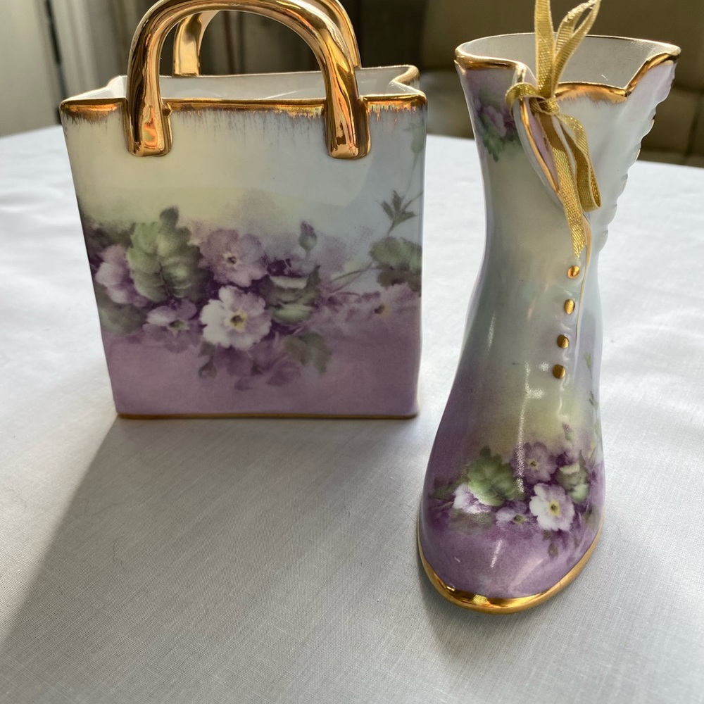 Vintage porcelain hand painted vases Betty Platner